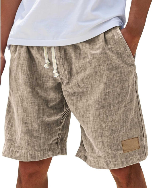 Montarello Men's Linen-Look Drawstring Shorts Relaxed Fit