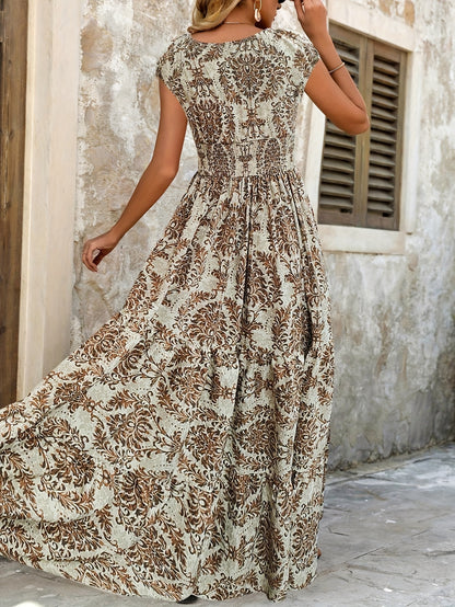 Montarello Paisley Print Women's Smocked Maxi Dress