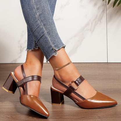Montarello Women’s Pointed-Toe Block Heel Slingback Sandals