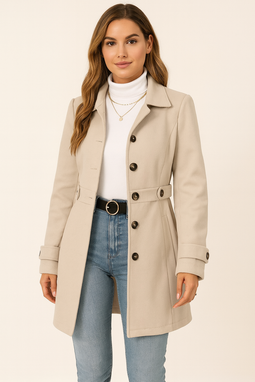 Montarello Women's Trench Coat Belted Double Breasted