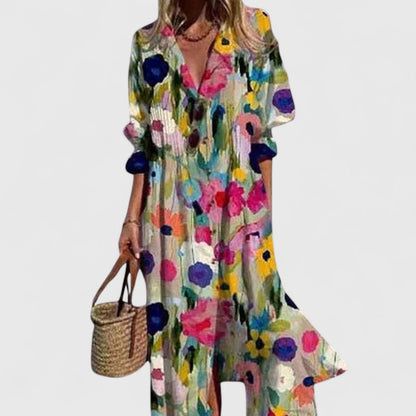 Montarello Women's Boho Print Shirt Dress Maxi