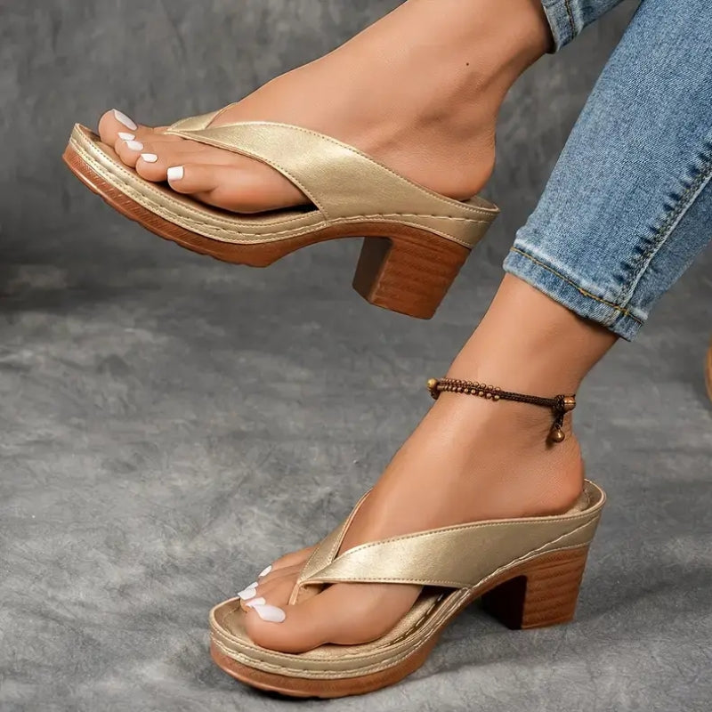 Montarello Women's Block Heel Holiday Thong Sandals