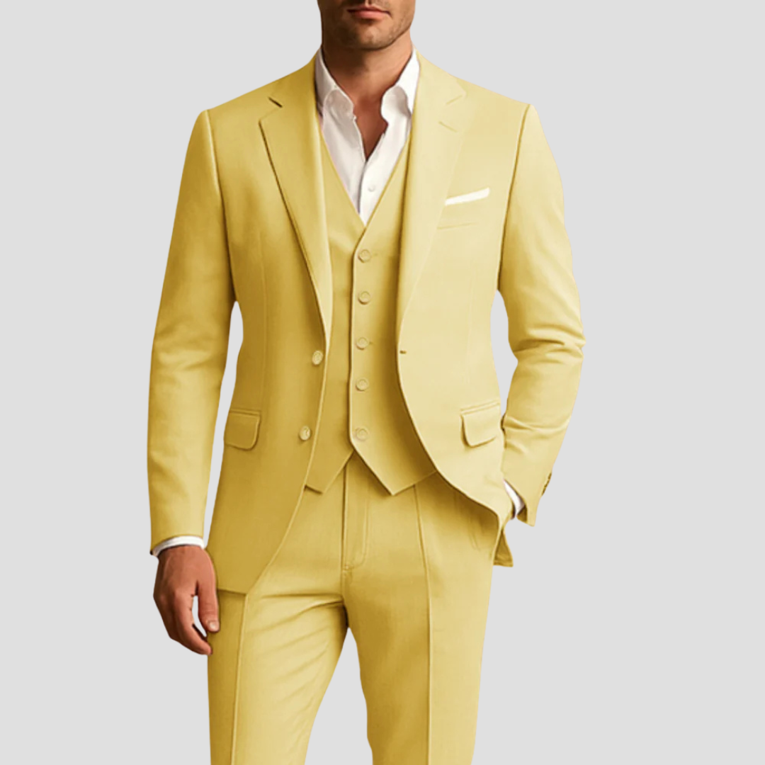 Montarello Men's Wedding 3-Piece Slim Fit Suit – Blazer, Waistcoat & Trousers