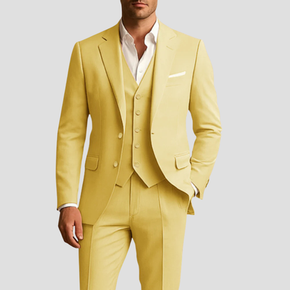 Montarello Men's Wedding 3-Piece Slim Fit Suit – Blazer, Waistcoat & Trousers
