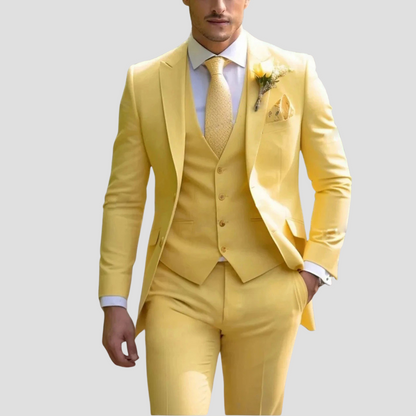 Montarello Men's Slim Fit 3-Piece Suit Set – Blazer, Waistcoat & Trousers