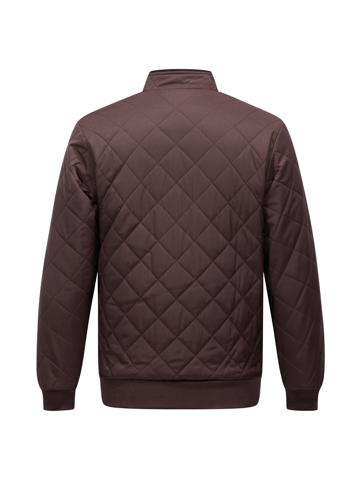 Montarello Men's Diamond Quilted Zip-Up Jacket with Stand Collar
