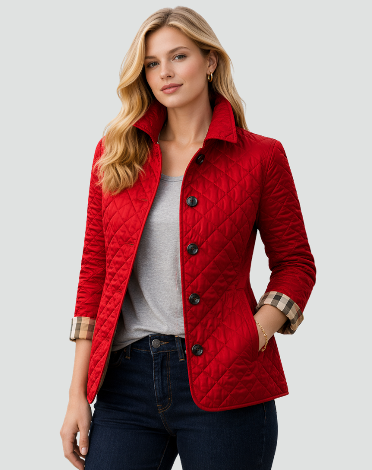 Montarello Women's Quilted Jacket Collared Button Front