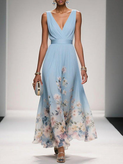 Montarello Women’s Floral Deep V-Neck Wedding Guest Dress