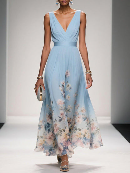 Montarello Women’s Floral Deep V-Neck Wedding Guest Dress