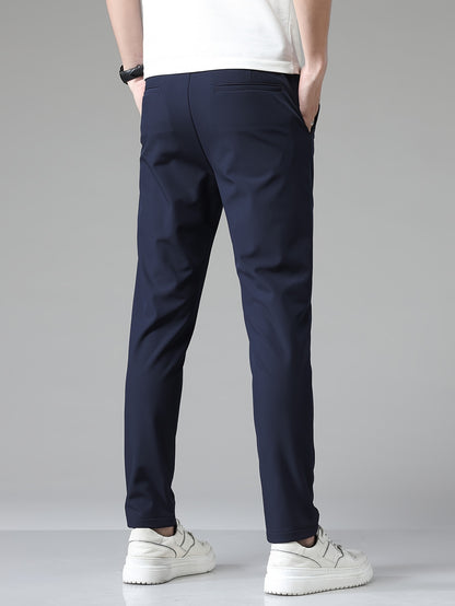 Montarello Men's Slim Fit Stretch Trousers with Straight Leg