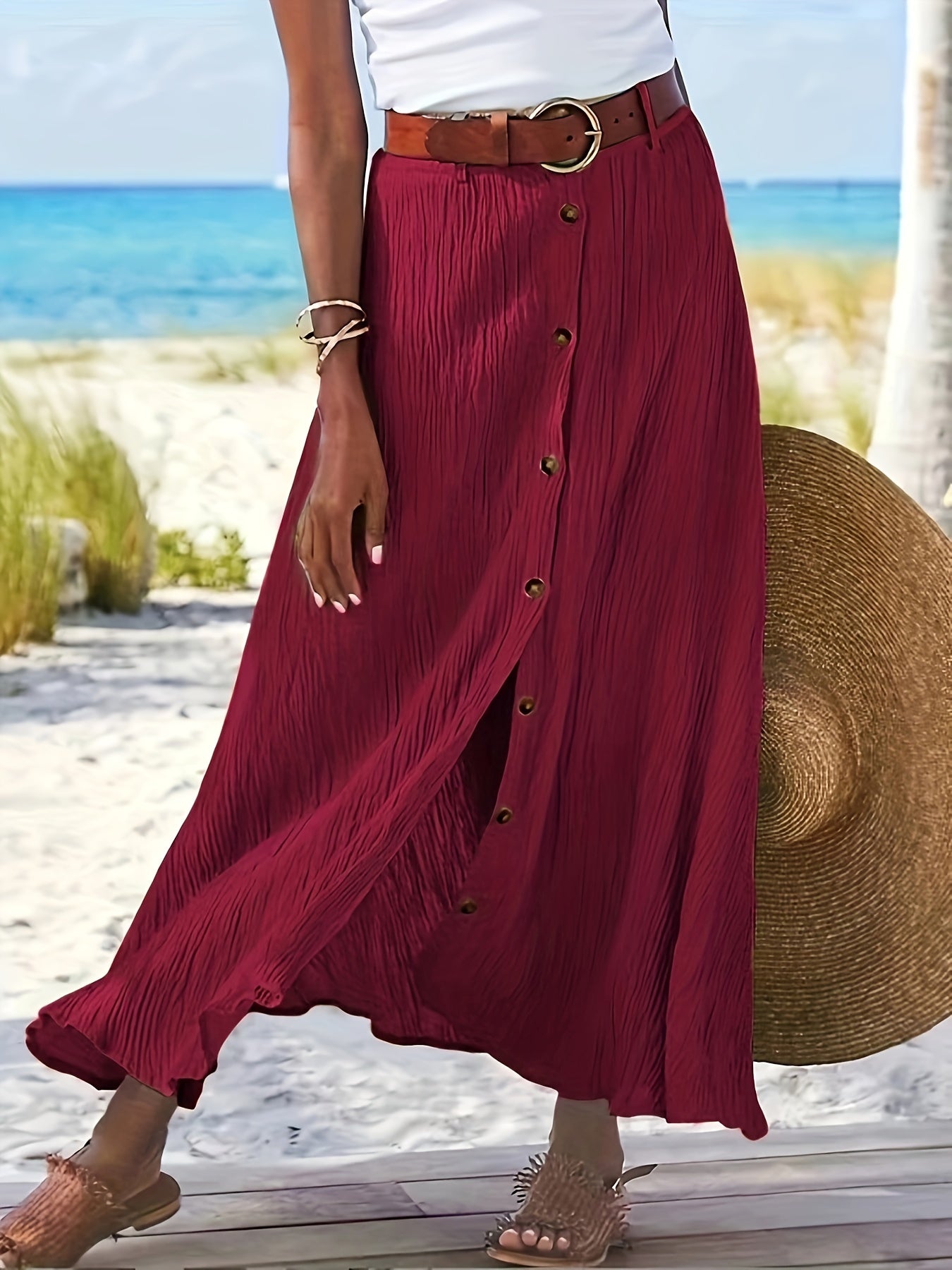 Montarello Button Front A-Line Maxi Skirt Women's