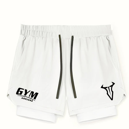Montarello Men's 2-in-1 Compression Lined Gym Shorts with Zip Pocket