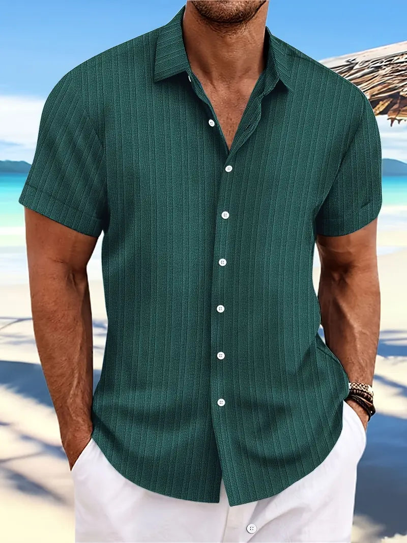 Chemise à manches courtes côtelée avec boutons pour homme Montarello