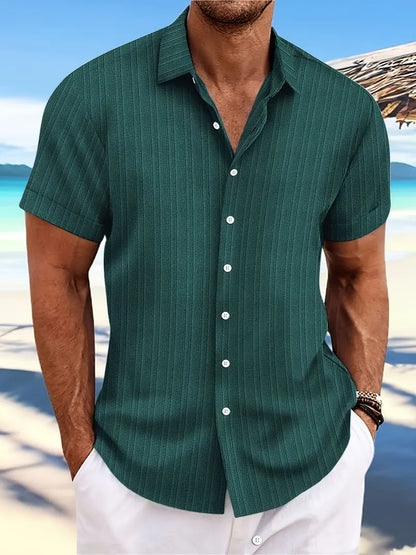 Chemise à manches courtes côtelée avec boutons pour homme Montarello