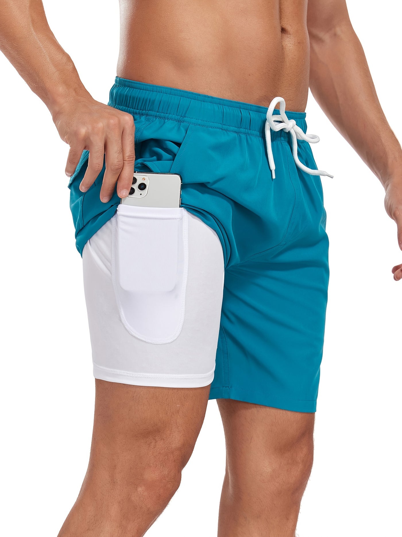 Montarello Men's Swim Shorts with Compression Liner and Pocket
