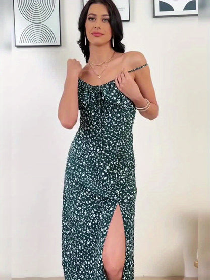 Montarello Ditsy Print Women's Spaghetti Strap Maxi Dress