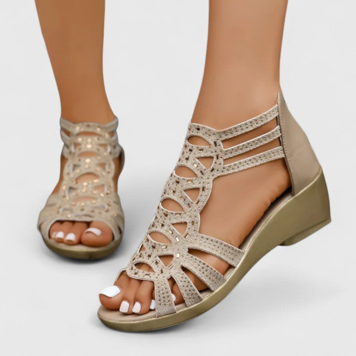 Montarello Women's Gladiator Wedge Sandals Cut-Out