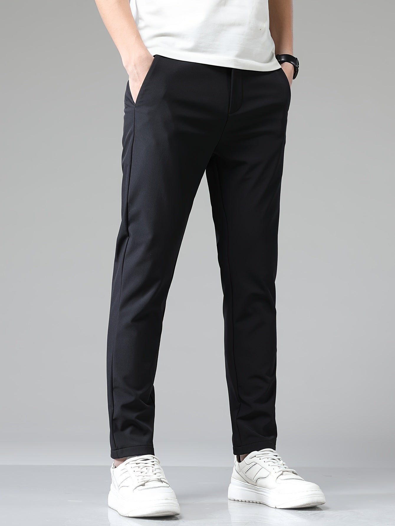Montarello Men's Slim Fit Stretch Trousers with Straight Leg