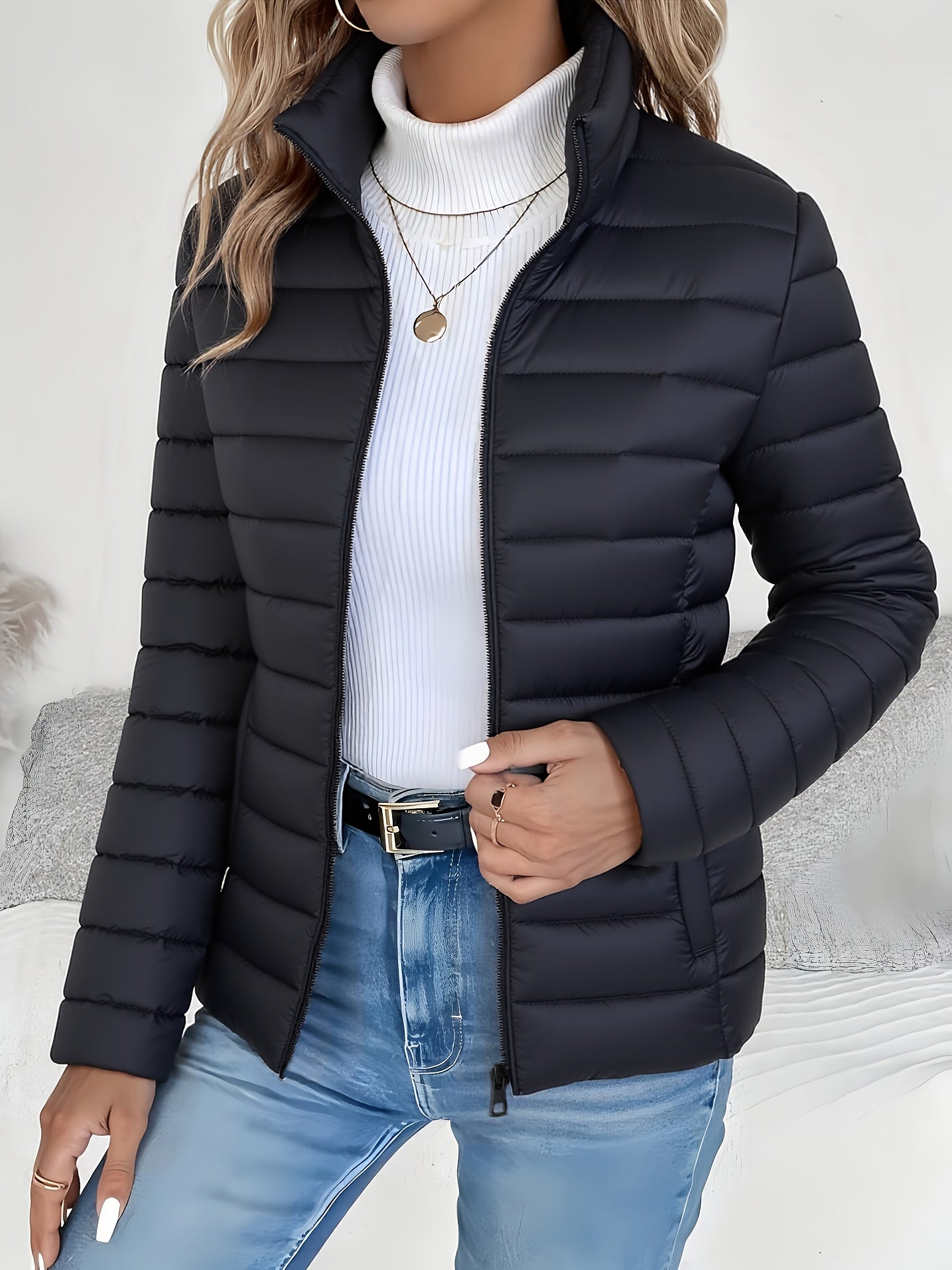 Montarello Women's Lightweight Puffer Jacket with Stand Collar