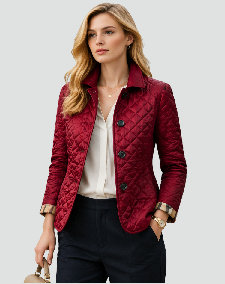 Montarello Women's Quilted Jacket Collared Button Front
