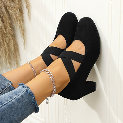 Montarello Cross Strap Women's Block Heel Pumps