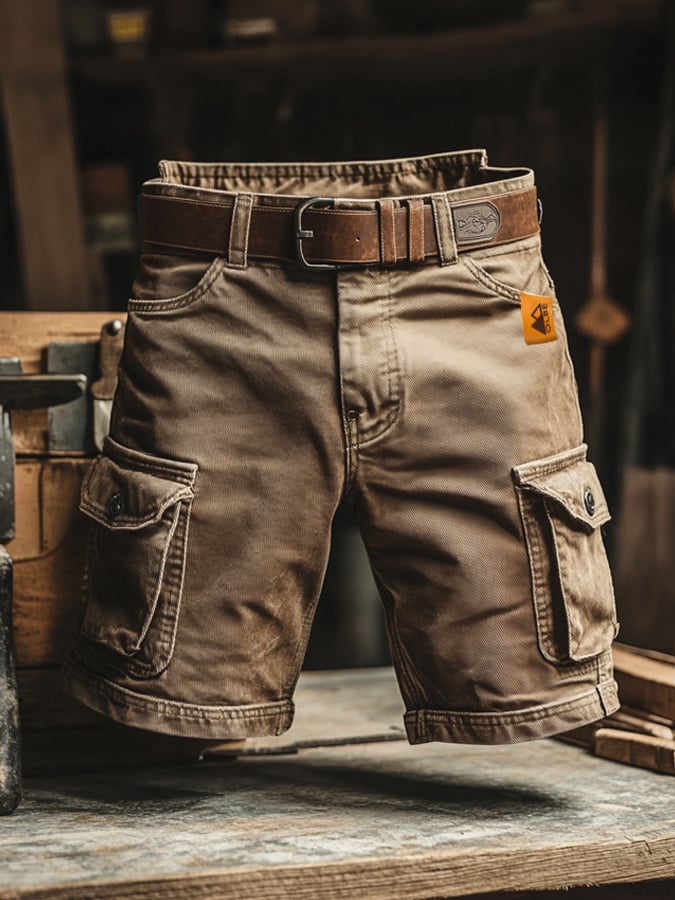 Montarello Men's Vintage Cargo Shorts