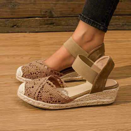 Montarello Women's Crochet Espadrille Wedge Sandals