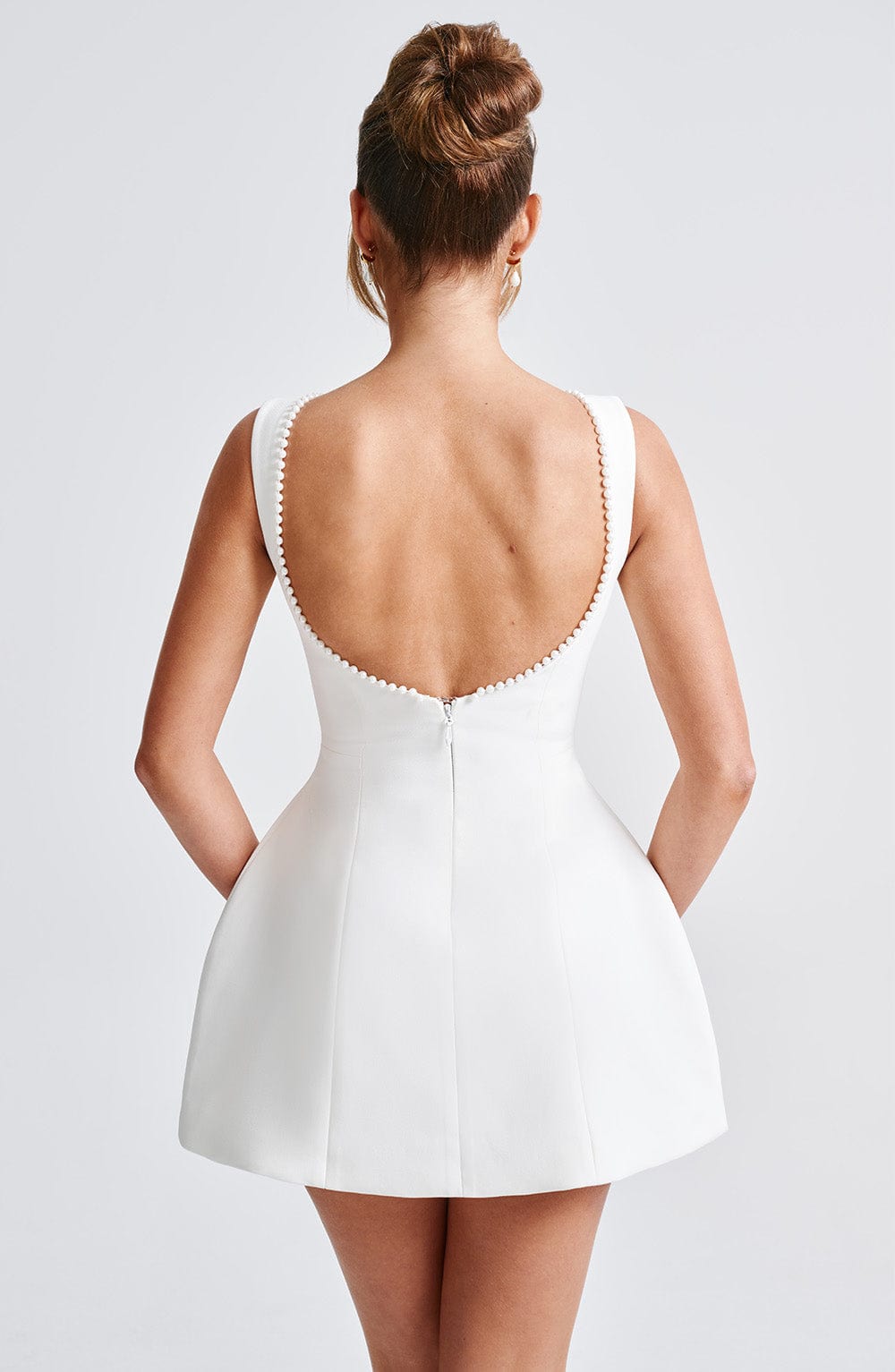 Montarello Women's Pearl Trim A-Line Mini Wedding Guest Dress