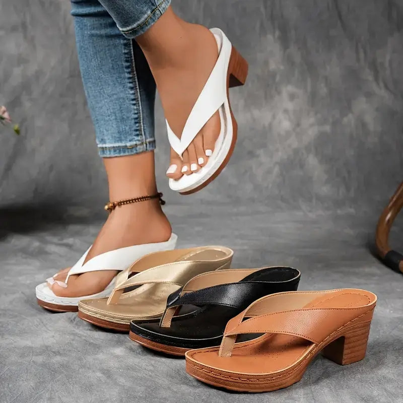 Montarello Women's Block Heel Holiday Thong Sandals