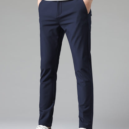 Montarello Men's Slim Fit Stretch Trousers with Straight Leg