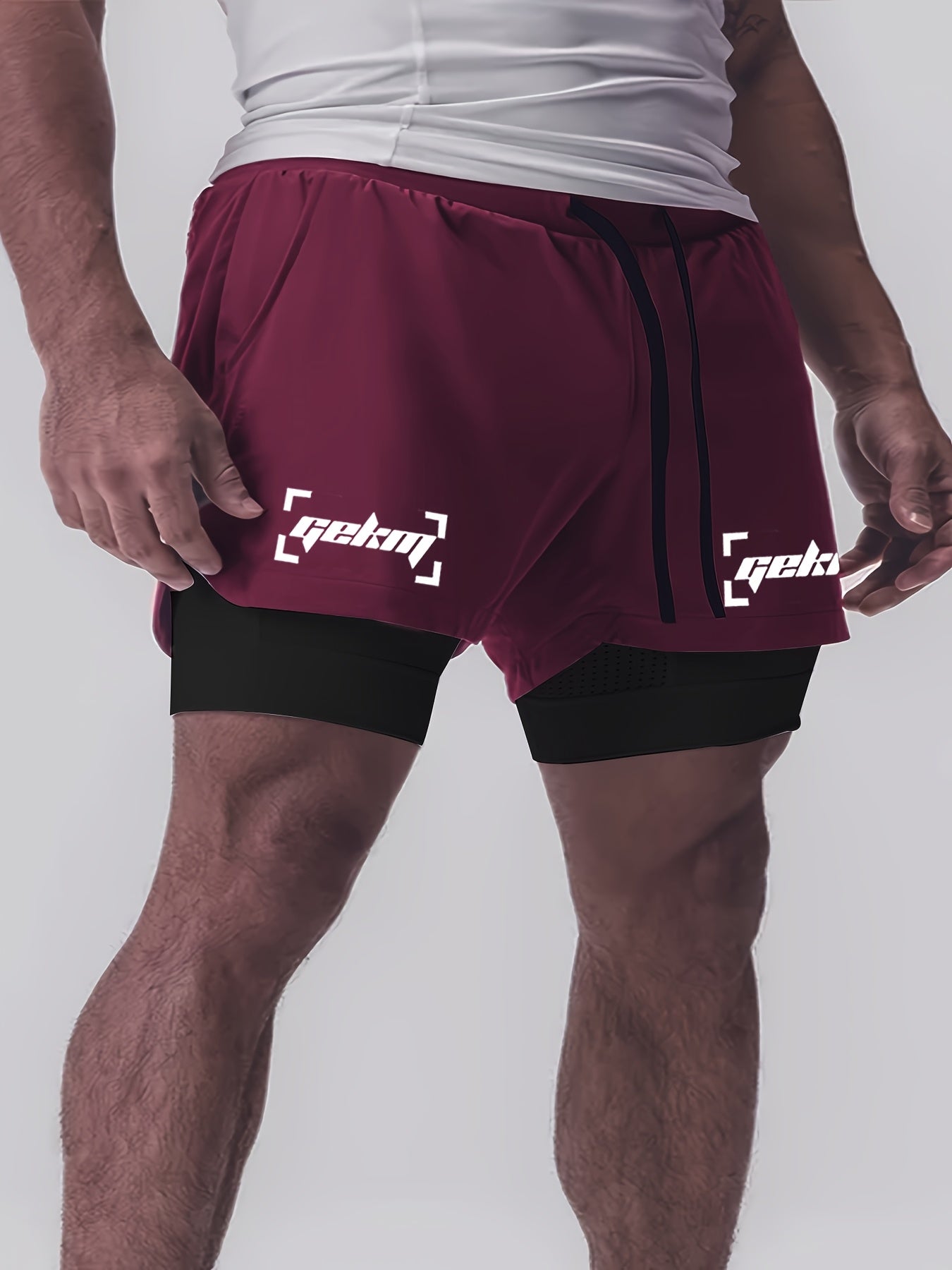 Montarello Men's 2-in-1 Compression Lined Gym Shorts with Zip Pocket
