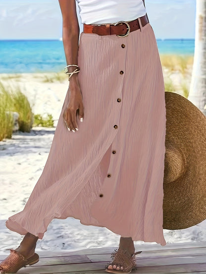 Montarello Button Front A-Line Maxi Skirt Women's