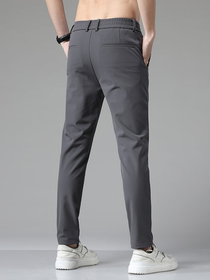 Montarello Men's Slim Fit Stretch Trousers with Straight Leg