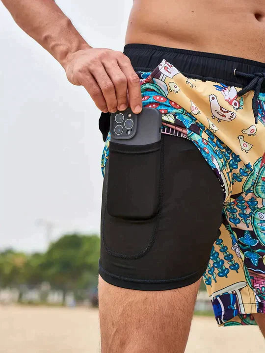Montarello Men’s Compression-Lined Swim Shorts