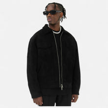 Montarello Men's Suede-Look Jacket with Relaxed Fit