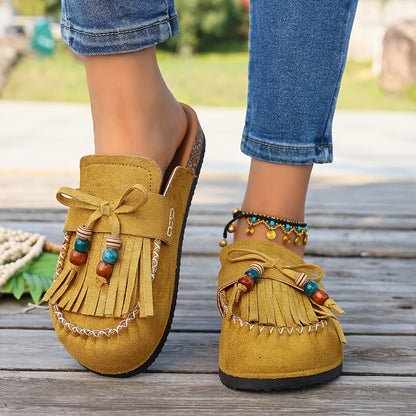 Montarello Tassel Beaded Women's Slip-On Shoes
