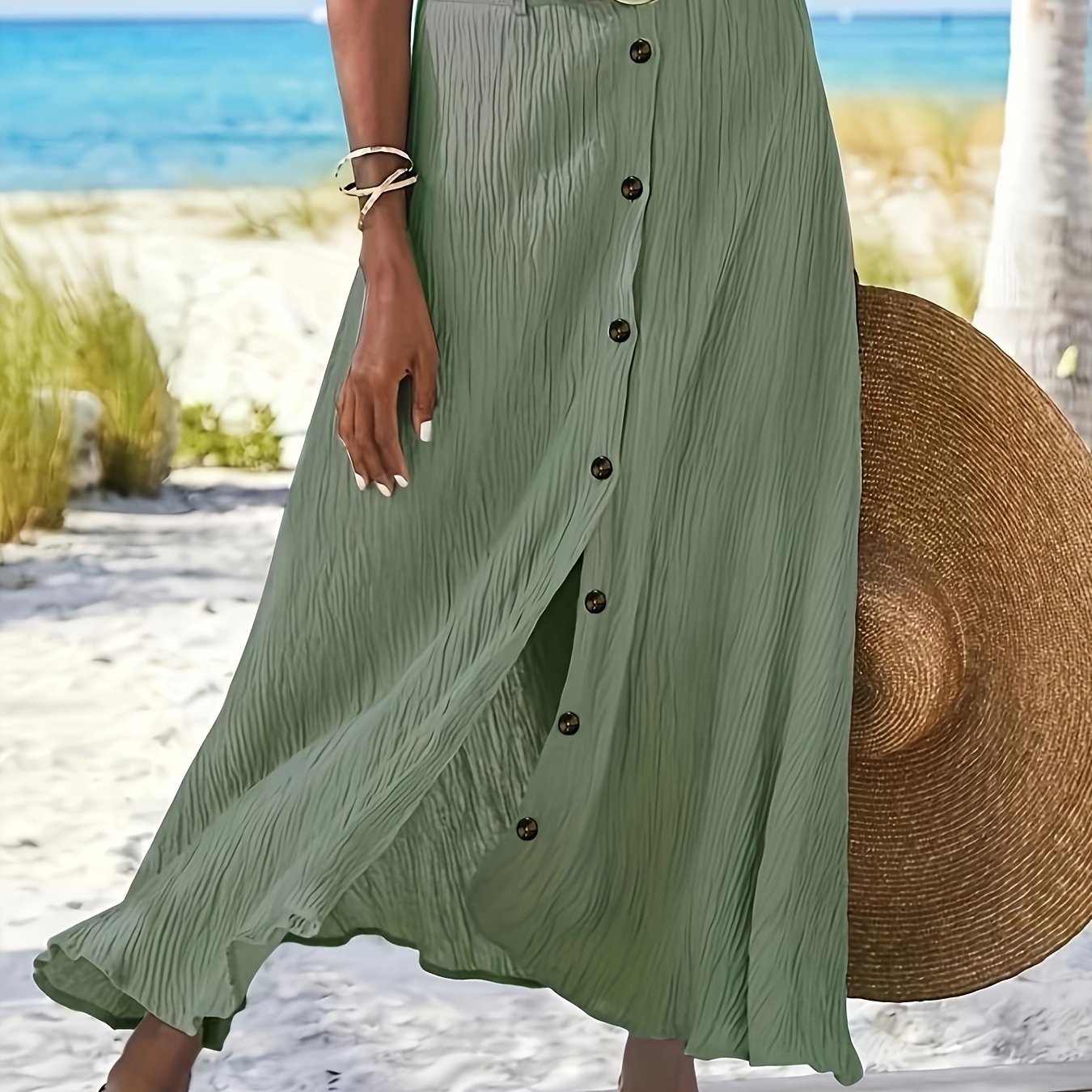 Montarello Button Front A-Line Maxi Skirt Women's