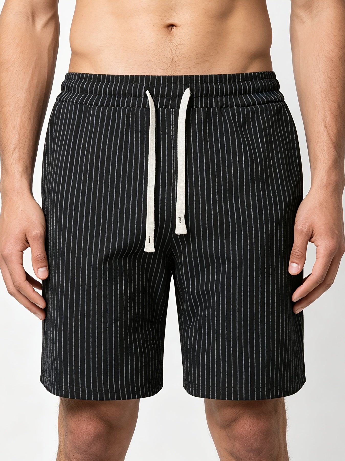 Montarello Striped Men's Linen-Look Shorts