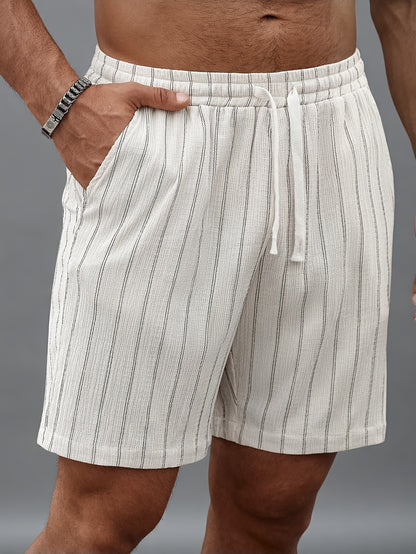 Montarello Pinstripe Men's Elastic Waist Beach Shorts