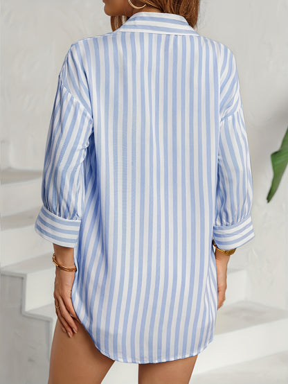 Montarello Striped Women's Oversized Button-Up Shirt