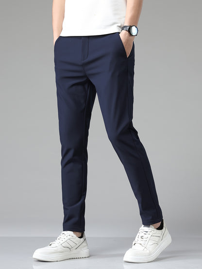Montarello Men's Slim Fit Stretch Trousers with Straight Leg