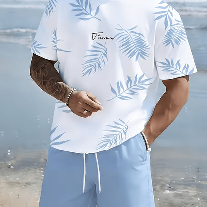 Montarello Palm Print Men's T-Shirt & Shorts Set