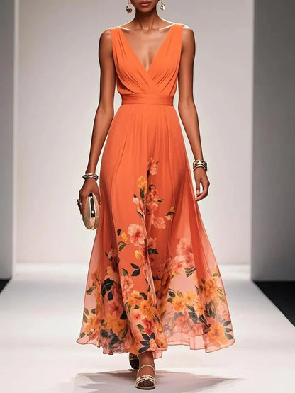 Montarello Women’s Floral Deep V-Neck Wedding Guest Dress