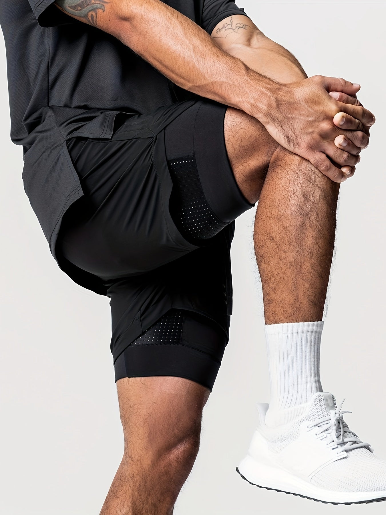 Montarello Men's 2-in-1 Compression Lined Gym Shorts with Zip Pocket