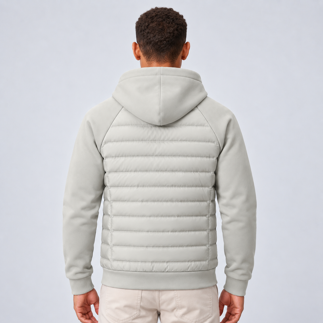 Montarello Men's Hooded Down Jacket with Quilted Panels