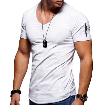 T-shirt muscle Montarello pour homme avec col en V et zip