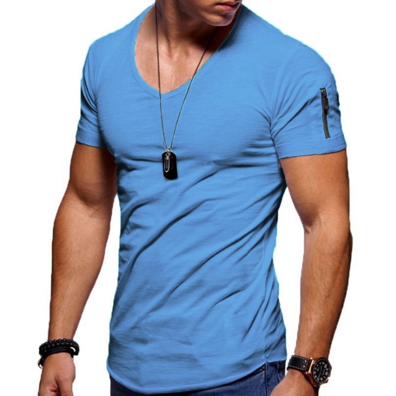 T-shirt muscle Montarello pour homme avec col en V et zip