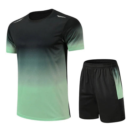 Montarello Men's Gradient Activewear Set T-Shirt & Shorts