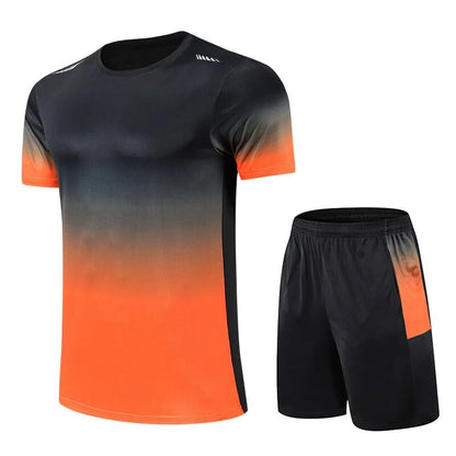 Montarello Men's Gradient Activewear Set T-Shirt & Shorts
