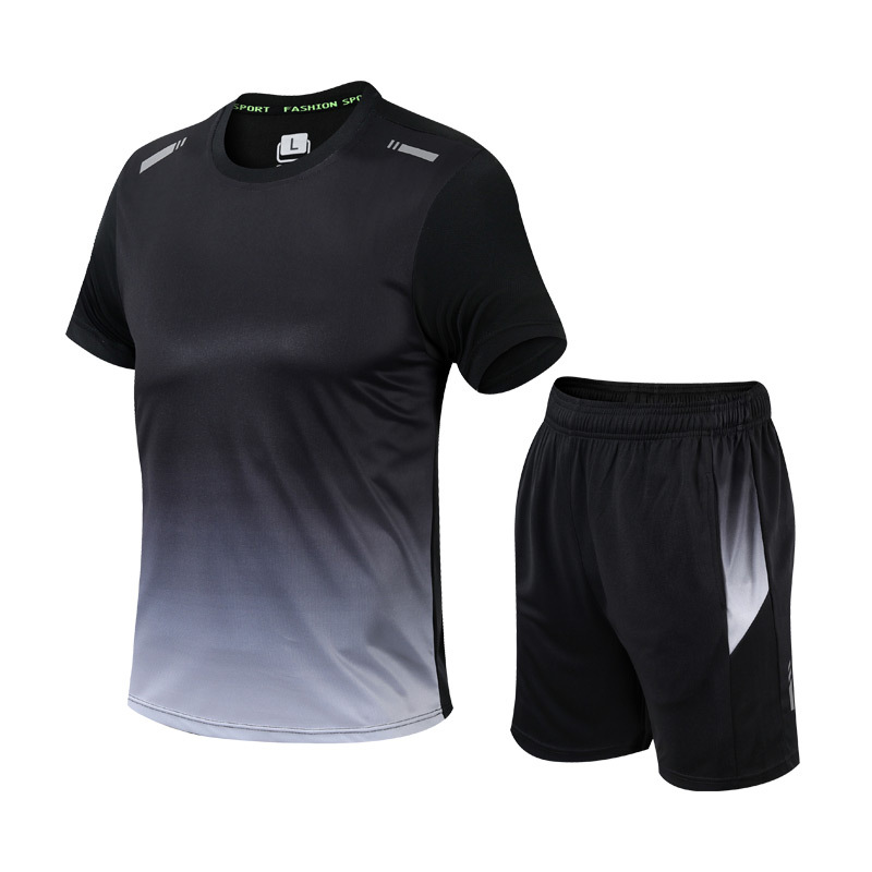 Montarello Men's Gradient Activewear Set T-Shirt & Shorts